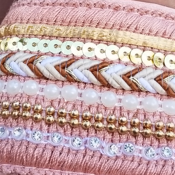 Pink Fabric Jeweled  Accents Sandal Sliders-C - Picture 5 of 7